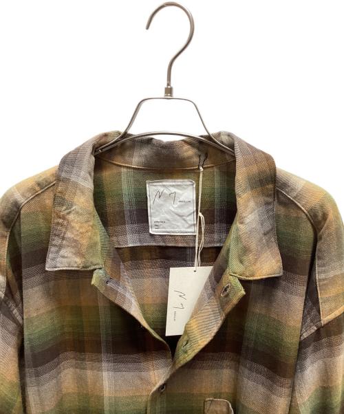 ANCELLM（アンセルム）ANCELLM (アンセルム) ダメージ加工オーバーサイズシャツ グリーン×グレー サイズ:1の古着・服飾アイテム