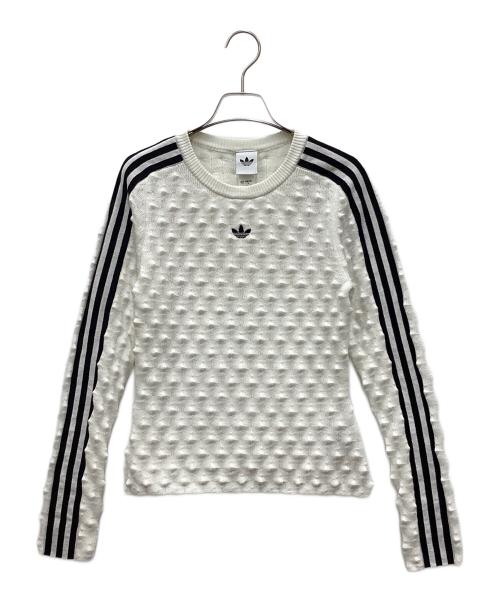 adidas（アディダス）adidas (アディダス) アディルナスリムソリッドスパイクニットスウェットシャツ ホワイト サイズ:Mの古着・服飾アイテム