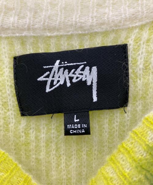 stussy（ステューシー）stussy (ステューシー) 厚手ニット イエロー×ネイビー サイズ:Lの古着・服飾アイテム