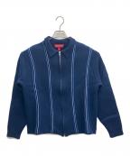 SUPREMEシュプリーム）の古着「ストライプジップアップポロセーター」｜ブルー