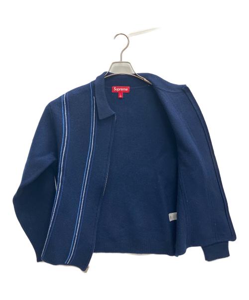 SUPREME（シュプリーム）SUPREME (シュプリーム) ストライプジップアップポロセーター ブルー サイズ:Lの古着・服飾アイテム