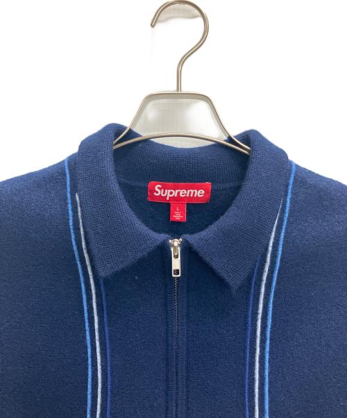 SUPREME（シュプリーム）SUPREME (シュプリーム) ストライプジップアップポロセーター ブルー サイズ:Lの古着・服飾アイテム