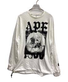 A BATHING APE（アベイシングエイプ）の古着「APE PAW GEO” LONG SLEEVES TEE」｜ホワイト