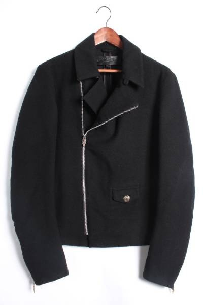 CHROME HEARTS（クロムハーツ）JVPラインシルク混ウールライダースブルゾンの古着・服飾アイテム