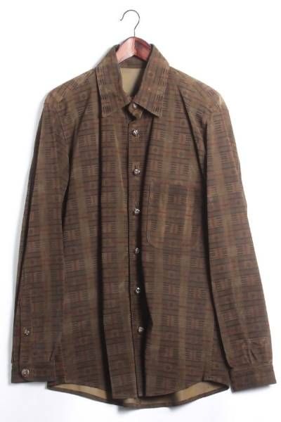 CHROME HEARTS（クロムハーツ）モチーフチェック柄スウェードレザーシャツの古着・服飾アイテム