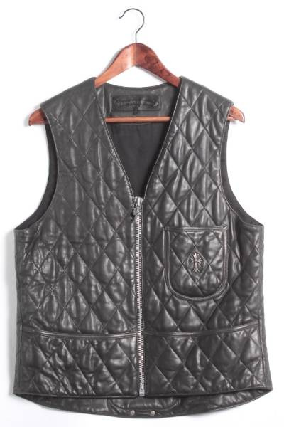 CHROME HEARTS（クロムハーツ）CHクロス付きキルティングレザーベストの古着・服飾アイテム