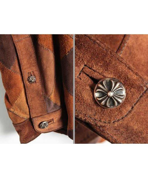 CHROME HEARTS（クロムハーツ）CHROME HEARTS(クロムハーツ) パッチワークデザインシャツ ブラウン サイズMの古着・服飾アイテム