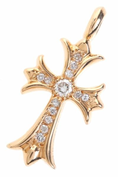 CHROME HEARTS（クロムハーツ）タイニークロスファットパヴェダイヤ22Kペンダントトップ(ギャランティ付)の古着・服飾アイテム