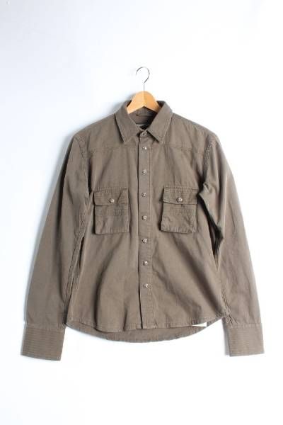 CHROME HEARTS（クロムハーツ）フレアモチーフ&レザーフレアパッチミリタリーシャツの古着・服飾アイテム