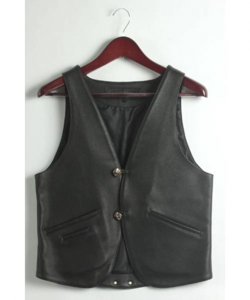 CHROME HEARTS（クロムハーツ）CHROME HEARTS（クロムハーツ） クラシック2Bレザーベスト ブラック サイズMの古着・服飾アイテム