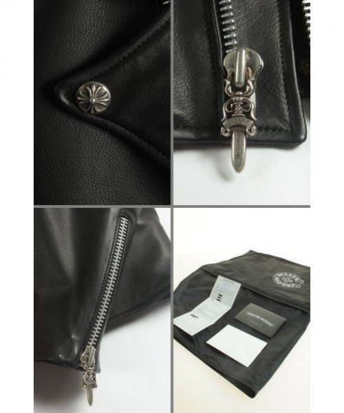 CHROME HEARTS（クロムハーツ）CHROME_HEARTS（クロムハーツ） BASIC MOTO レザーライダース ブラック サイズ表記なし(JVP S 相当)の古着・服飾アイテム