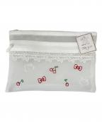 近沢レースチカザワレース）の古着「近沢レース　ダブルファスナーポーチM」｜ホワイト