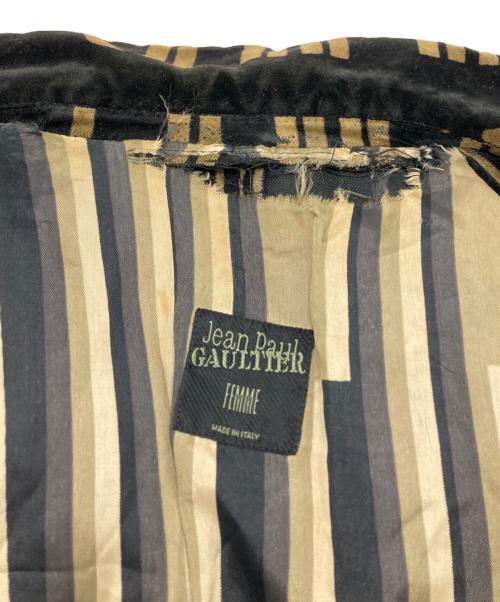 Jean Paul Gaultier FEMME（ジャンポールゴルチエ フェム）Jean Paul Gaultier FEMME (ジャンポールゴルチエ フェム) 総柄ベロアジャケット/Velour jacket ブラック サイズ:42の古着・服飾アイテム