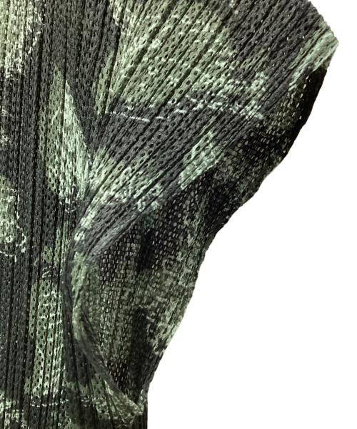 PLEATS PLEASE（プリーツプリーズ）PLEATS PLEASE (プリーツプリーズ) リーフ柄メッシュプリーツブラウス/Mesh Pleated Blouse グリーン サイズ:3の古着・服飾アイテム