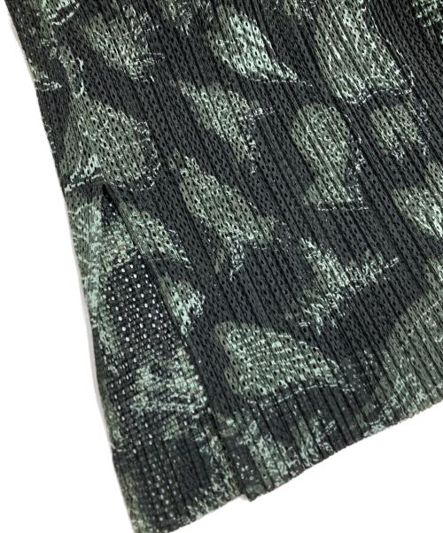 PLEATS PLEASE（プリーツプリーズ）PLEATS PLEASE (プリーツプリーズ) リーフ柄メッシュプリーツブラウス/Mesh Pleated Blouse グリーン サイズ:3の古着・服飾アイテム