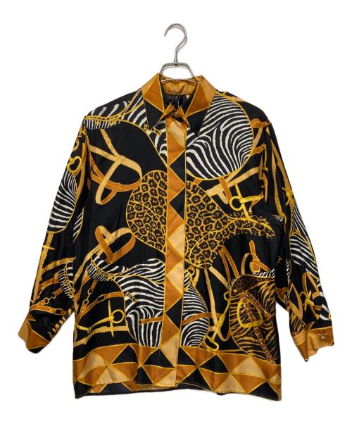 GUCCI（グッチ）GUCCI (グッチ) 総柄シルクシャツ ブラック サイズ:42の古着・服飾アイテム
