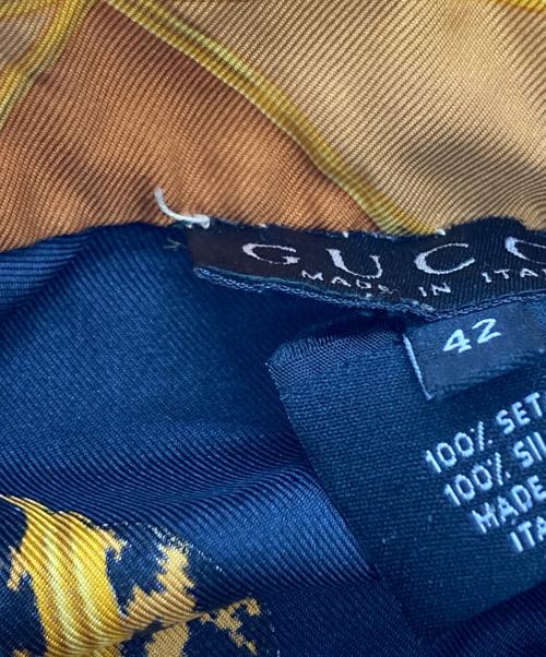 GUCCI（グッチ）GUCCI (グッチ) 総柄シルクシャツ ブラック サイズ:42の古着・服飾アイテム