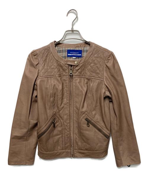 BURBERRY BLUE LABEL（バーバリーロンドンブルーレーベル）BURBERRY BLUE LABEL (バーバリーロンドンブルーレーベル) ラムレザージャケット ブラウン サイズ:38の古着・服飾アイテム