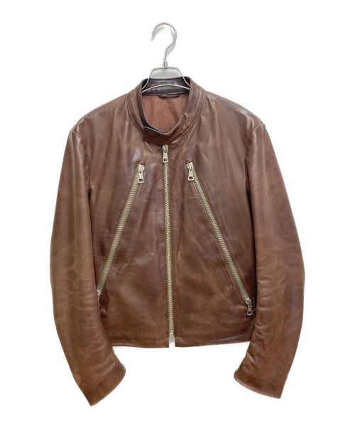 Maison Margiela（メゾンマルジェラ）Maison Margiela (メゾンマルジェラ) ハノ字 レザージャケット ブラウン サイズ:46の古着・服飾アイテム