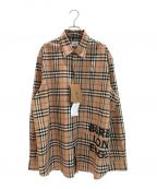 BURBERRYバーバリー）の古着「Logo Print Check Shirt」｜ベージュ