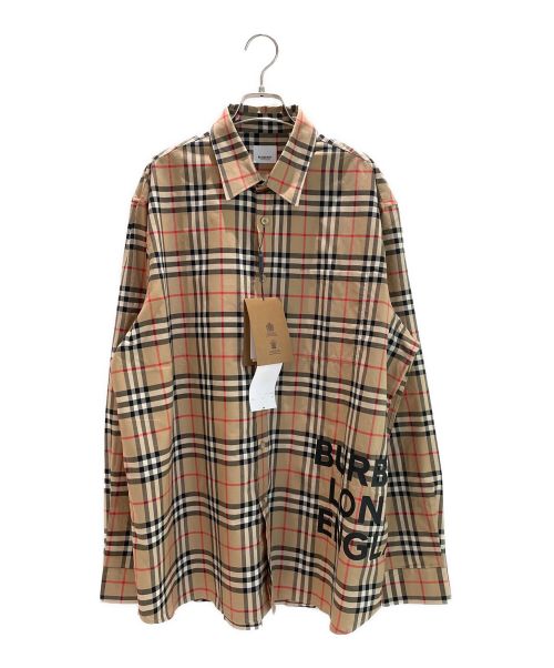 BURBERRY（バーバリー）BURBERRY (バーバリー) Logo Print Check Shirt ベージュ サイズ:XL 未使用品の古着・服飾アイテム