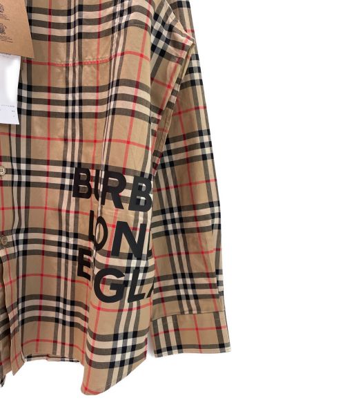 BURBERRY（バーバリー）BURBERRY (バーバリー) Logo Print Check Shirt ベージュ サイズ:XL 未使用品の古着・服飾アイテム