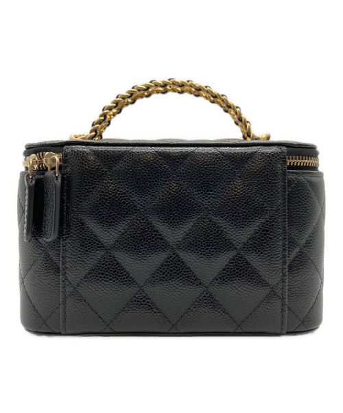 CHANEL（シャネル）CHANEL (シャネル) ロゴハンドルバニティバッグ ブラックの古着・服飾アイテム