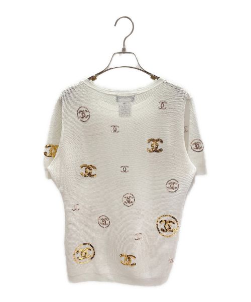 CHANEL（シャネル）CHANEL (シャネル) メッシュスパンコールカットソー ホワイト サイズ:38の古着・服飾アイテム