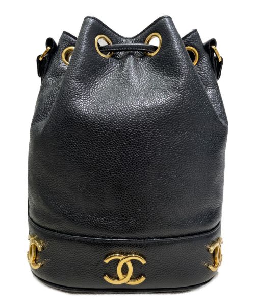 CHANEL（シャネル）CHANEL (シャネル) 巾着型トリプルココマークバケットバッグ ブラックの古着・服飾アイテム