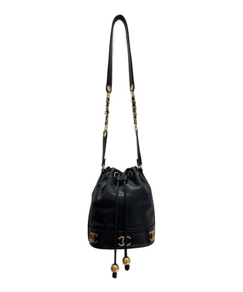 CHANEL（シャネル）CHANEL (シャネル) 巾着型トリプルココマークバケットバッグ ブラックの古着・服飾アイテム
