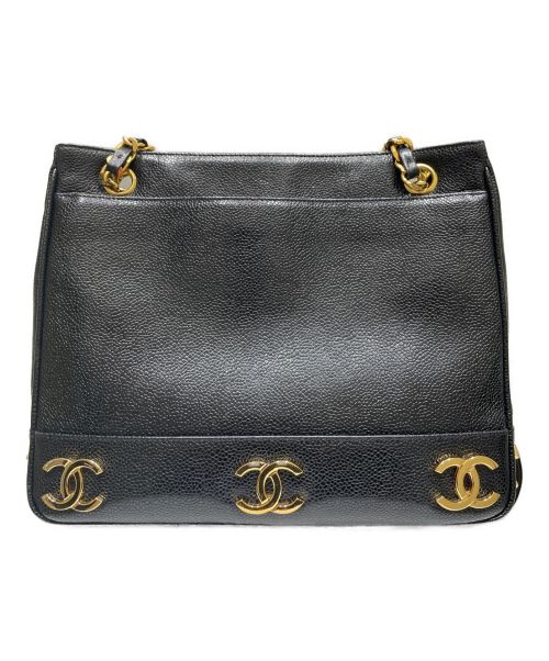 CHANEL（シャネル）CHANEL (シャネル) トリプルココマークチェーンショルダーバッグ ブラックの古着・服飾アイテム