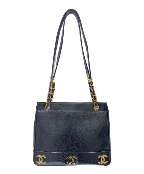 CHANEL（シャネル）CHANEL (シャネル) トリプルココマークチェーンショルダーバッグ ブラックの古着・服飾アイテム