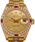 ROLEXロレックス）の古着「デイトジャスト 10Pダイヤ 4Pルビー」｜シャンパンゴールド