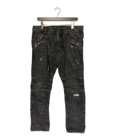 BALMAIN デニム W28 中古・古着通販】BALMAIN (バルマン) クラッシュバイカーデニム
