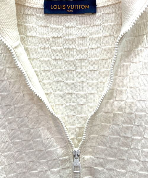LOUIS VUITTON（ルイ ヴィトン）LOUIS VUITTON (ルイ ヴィトン) ダミエジップニットカーディガン ホワイト サイズ:Lの古着・服飾アイテム