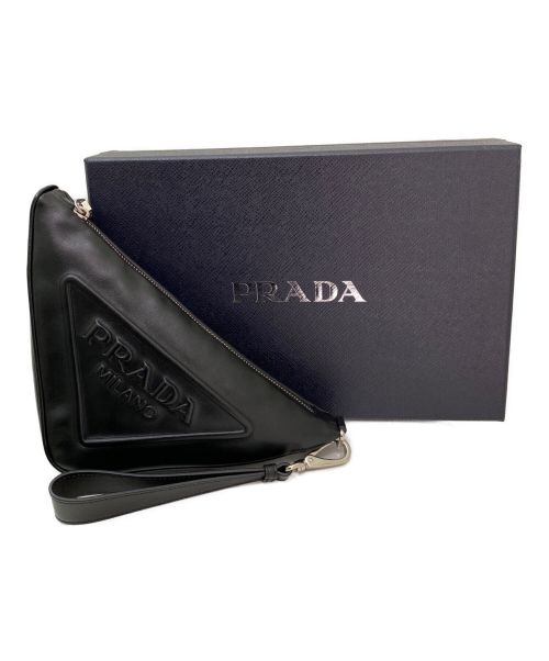 PRADA（プラダ）PRADA (プラダ) Leather Prada Triangle pouch ブラック サイズ:-の古着・服飾アイテム