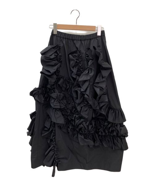 ENFOLD（エンフォルド）ENFOLD (エンフォルド) ライトメモリーツイルフリルゴムスカート ブラック サイズ:36の古着・服飾アイテム