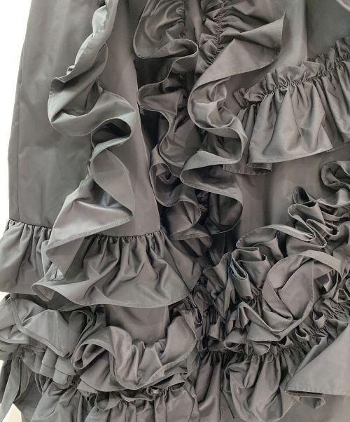 ENFOLD（エンフォルド）ENFOLD (エンフォルド) ライトメモリーツイルフリルゴムスカート ブラック サイズ:36の古着・服飾アイテム