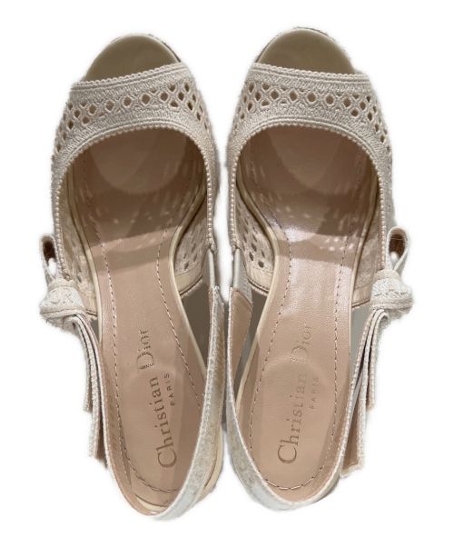 Christian Dior（クリスチャン ディオール）Christian Dior (クリスチャン ディオール) J'ADIOR リボンレースミュール ベージュ サイズ:37.5の古着・服飾アイテム