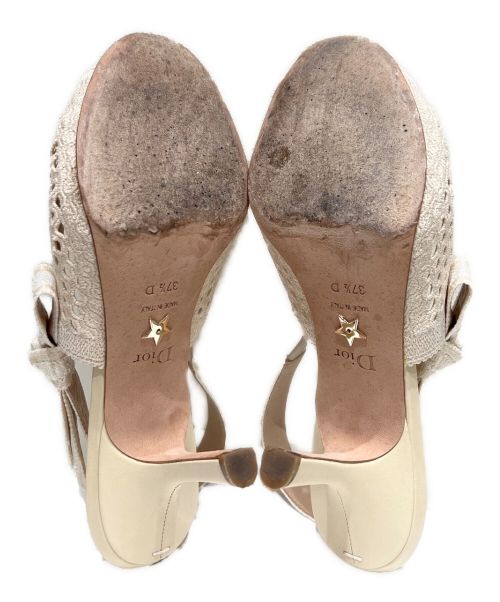 Christian Dior（クリスチャン ディオール）Christian Dior (クリスチャン ディオール) J'ADIOR リボンレースミュール ベージュ サイズ:37.5の古着・服飾アイテム