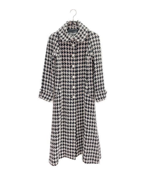 CHANEL（シャネル）CHANEL (シャネル) ココマークボタンツイードコート ブラック×ホワイト サイズ:36の古着・服飾アイテム