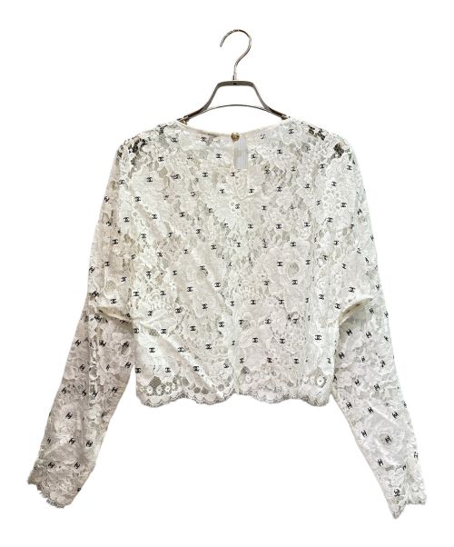 CHANEL（シャネル）CHANEL (シャネル) CC PRONT WHITE LACE TOPS ホワイト サイズ:36の古着・服飾アイテム