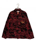 SUPREME×COMME des GARCONS SHIRTシュプリーム×コムデギャルソンシャツ）の古着「Printed Canvas Chore Coat」｜ブラック×レッド
