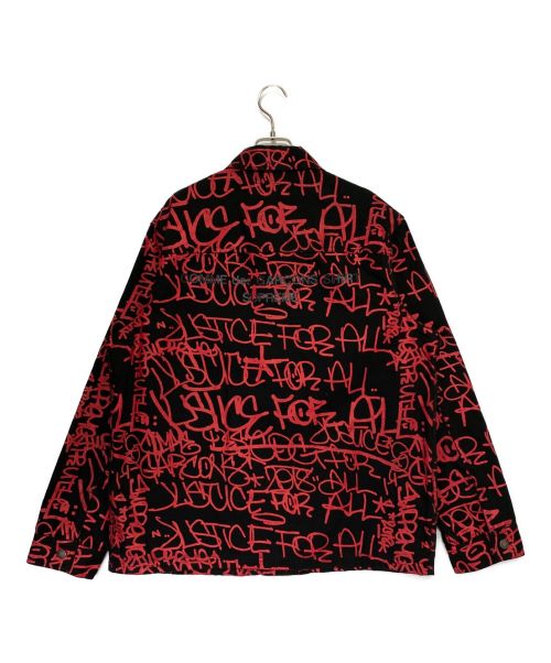 SUPREME（シュプリーム）SUPREME (シュプリーム) COMME des GARCONS SHIRT (コムデギャルソンシャツ) Printed Canvas Chore Coat ブラック×レッド サイズ:L 未使用品の古着・服飾アイテム
