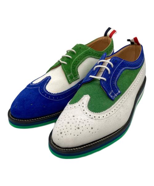Thom Browne（トムブラウン）Thom Browne (トムブラウン) アシンメトリートーン ウイングチップ メダリオン シューズ/スニーカー ホワイト×グリーン サイズ:9の古着・服飾アイテム