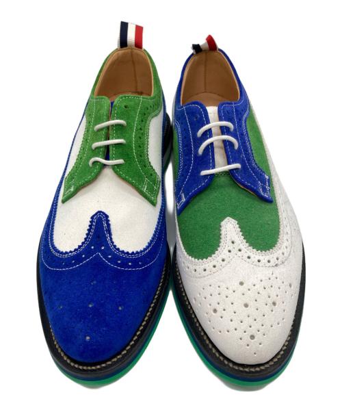 Thom Browne（トムブラウン）Thom Browne (トムブラウン) アシンメトリートーン ウイングチップ メダリオン シューズ/スニーカー ホワイト×グリーン サイズ:9の古着・服飾アイテム