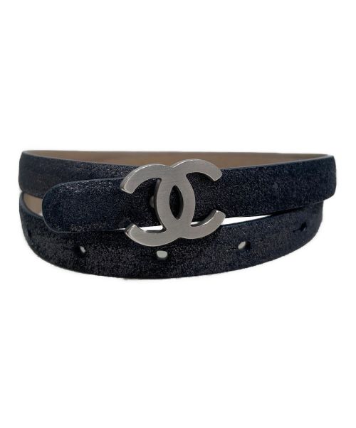 CHANEL（シャネル）CHANEL (シャネル) シルバープレートココマークベルト ブラックの古着・服飾アイテム