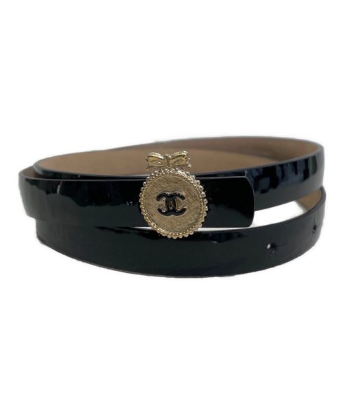 CHANEL（シャネル）CHANEL (シャネル) 金プレートココマークベルト ブラック サイズ:80の古着・服飾アイテム
