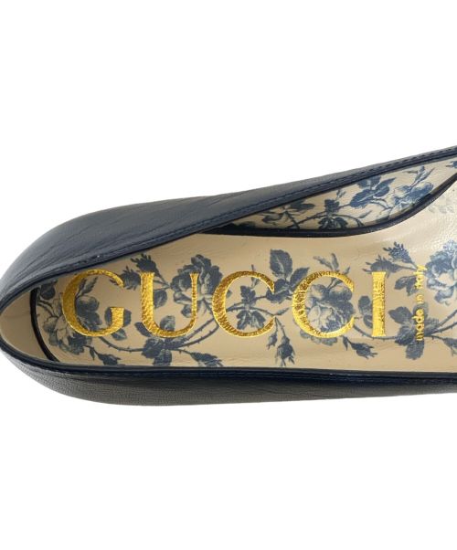 GUCCI（グッチ）GUCCI (グッチ) GGフラットパンプス ネイビー サイズ:351/2の古着・服飾アイテム