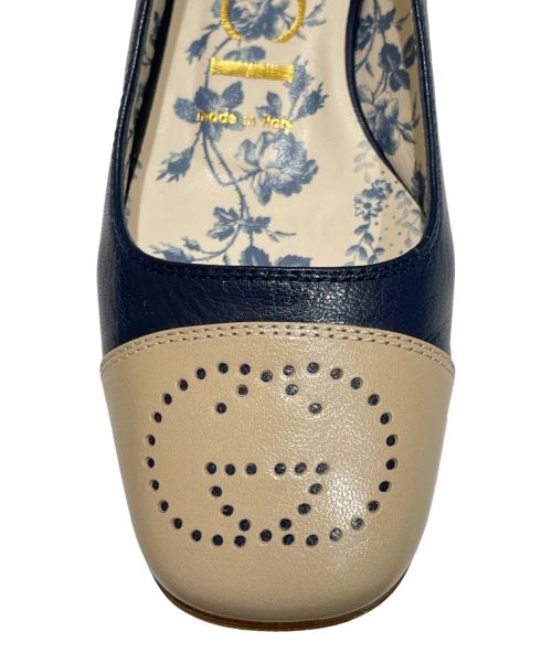 GUCCI（グッチ）GUCCI (グッチ) GGフラットパンプス ネイビー サイズ:351/2の古着・服飾アイテム